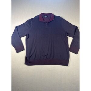 Bonobos 1/4 Zip Pullover Mens XL Blue Cotton Cashmere Textured Knit Sweater